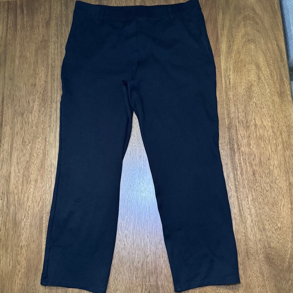 Quince Ultra Stretch Ponte Straight Leg Pants Petite XL Black Pull On Work